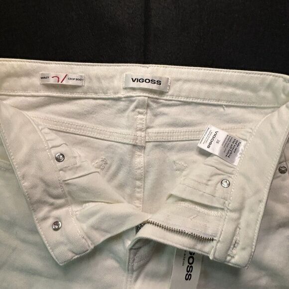 Vigoss Womens Marley Crop Boot White Jeans Unfinished Hem Size 28 - Picture 7 of 11